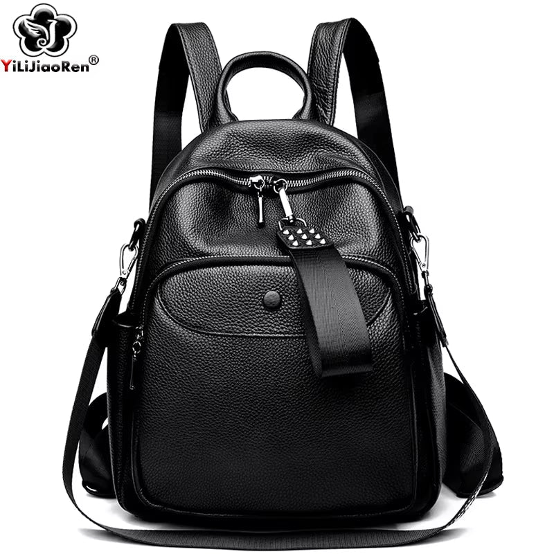 New Real Leather Backpack for Women Cowhide Travel Bag pack High Capacity School Bag