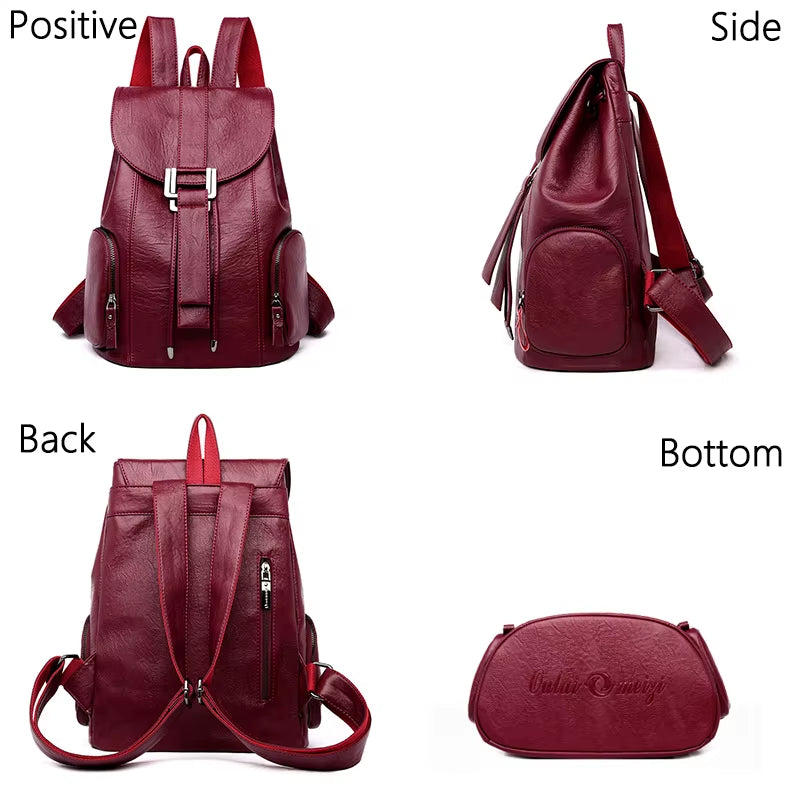 Premium Leather Backpack Woman New Arrival Large Capacity School Travel Bag