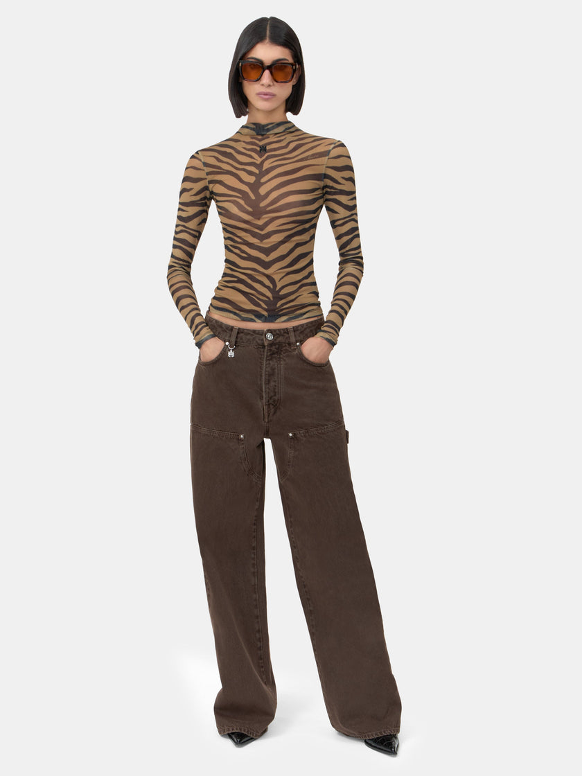 WOMEN - WOMEN'S ZEBRA LONG SLEEVE TOP - Dark Brown