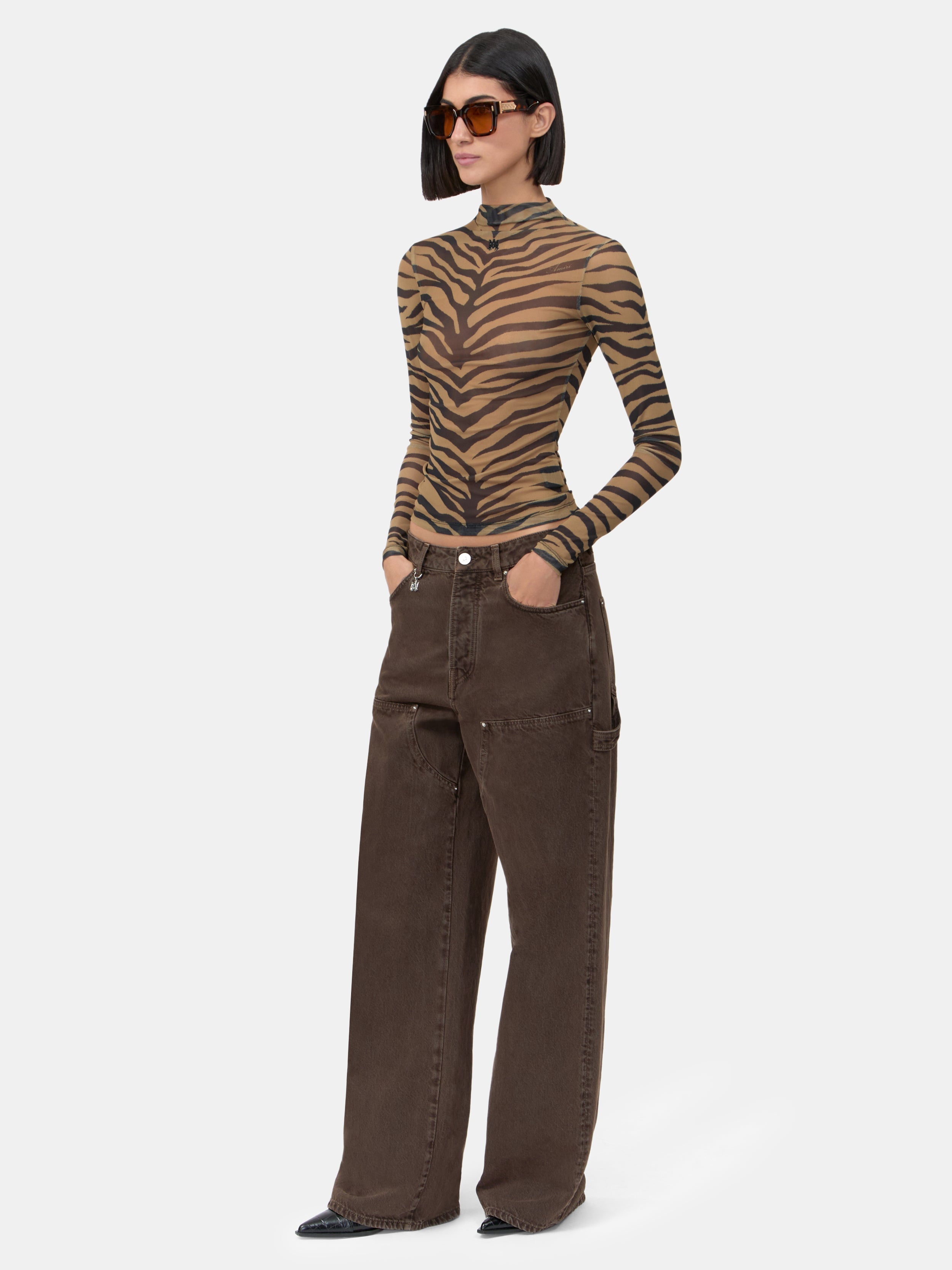 WOMEN - WOMEN'S ZEBRA LONG SLEEVE TOP - Dark Brown