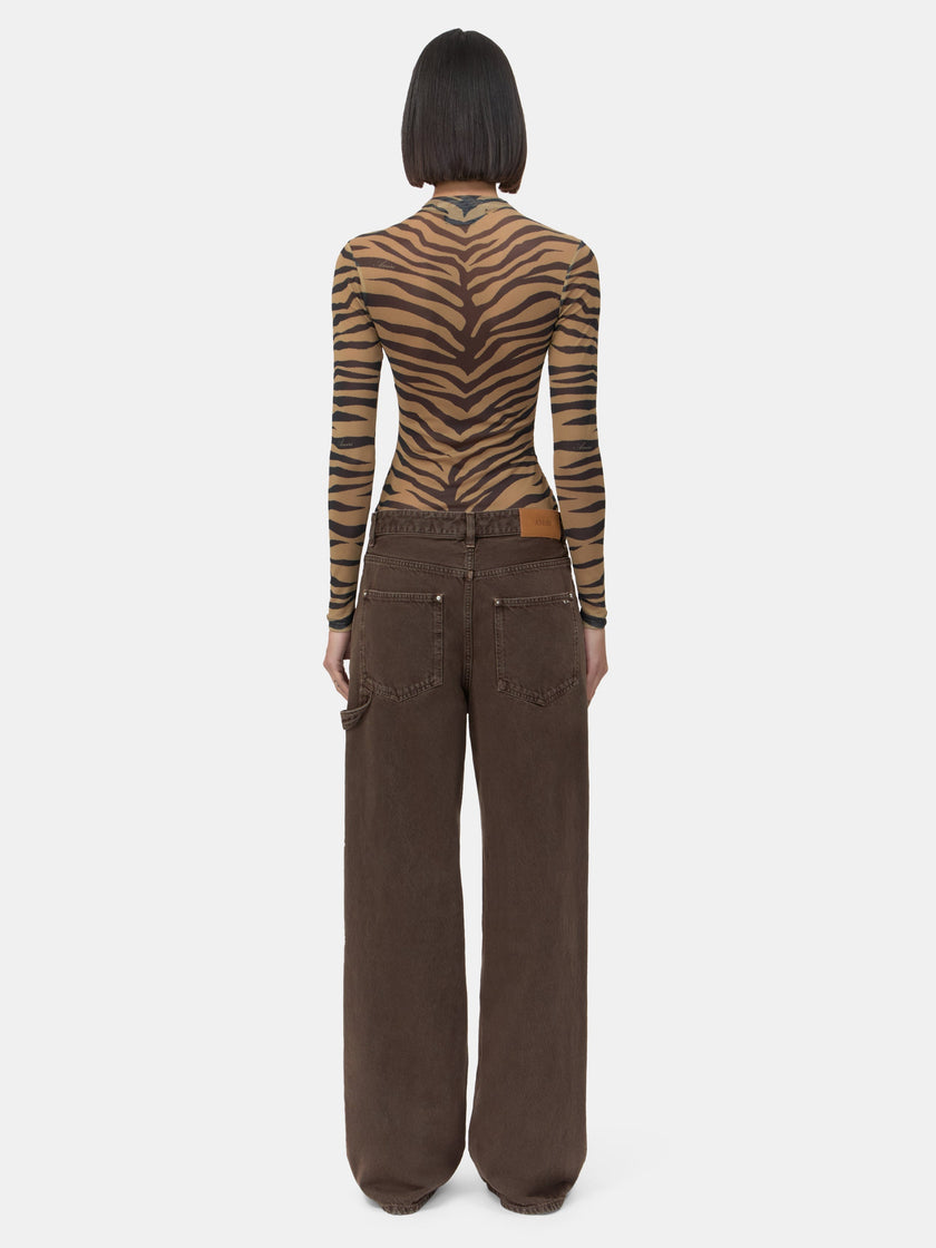 WOMEN - WOMEN'S ZEBRA LONG SLEEVE TOP - Dark Brown