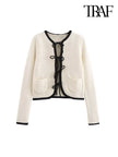 Womens Long Sleeve Knit Cardigan with Ties, Front Patch Pockets, New Female Outerwear