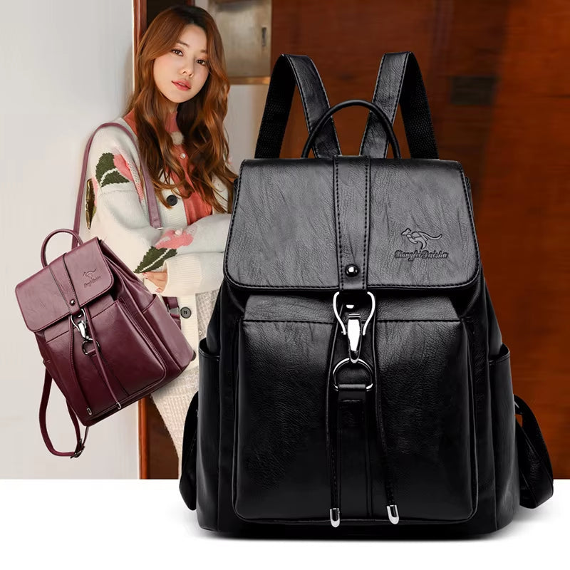 Anti Theft Backpack Women Shoulder  Leather Backpacks Women Large Capacity Bag