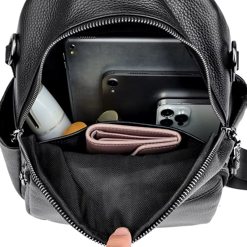 New Real Leather Backpack for Women Cowhide Travel Bag pack High Capacity School Bag