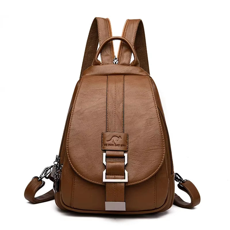 Modern Women Anti Theft Backpack Quality Leather School Shoulder Multifunction Backpack