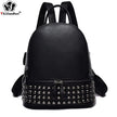 Fusion Rivet Women Backpack Brand Genuine Leather Large Capacity School Laptop Bag