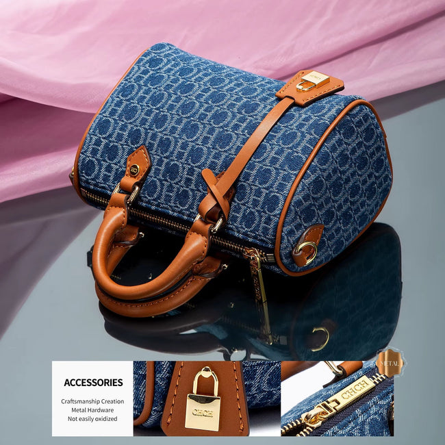 New Classic Women Shoulder Bag Cowboy Splicing Pillow Bag, Casual Party Women Handbag