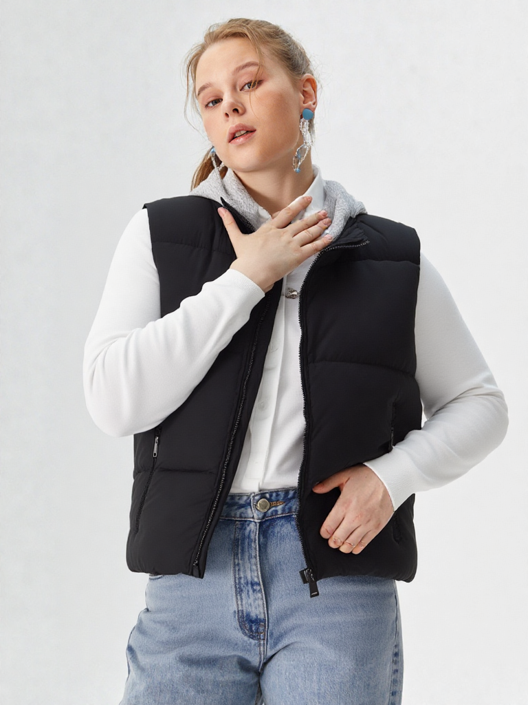 New Casual Women Hooded Cotton Vest Outerwear