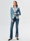 New Designed Women High Street Double Breasted Denim Blazer Wear