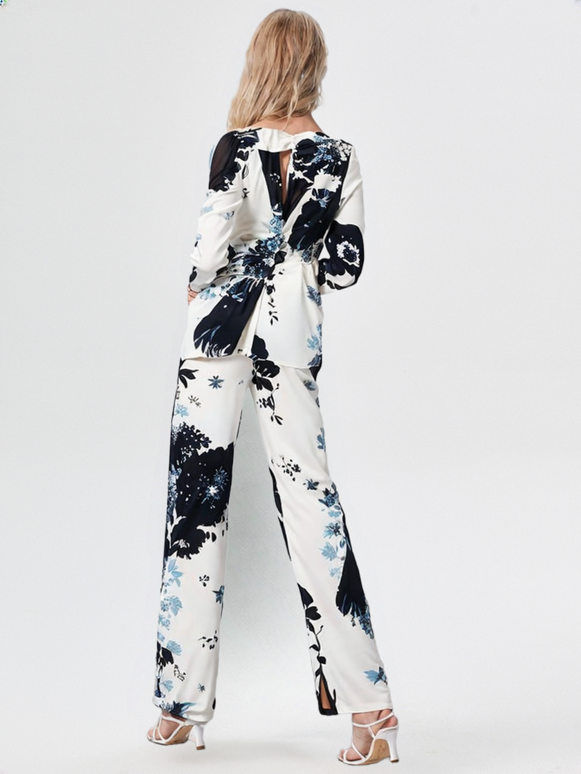 Modern Fusion Designer Women Suit Jacket Pencil Pants Set 2Pcs