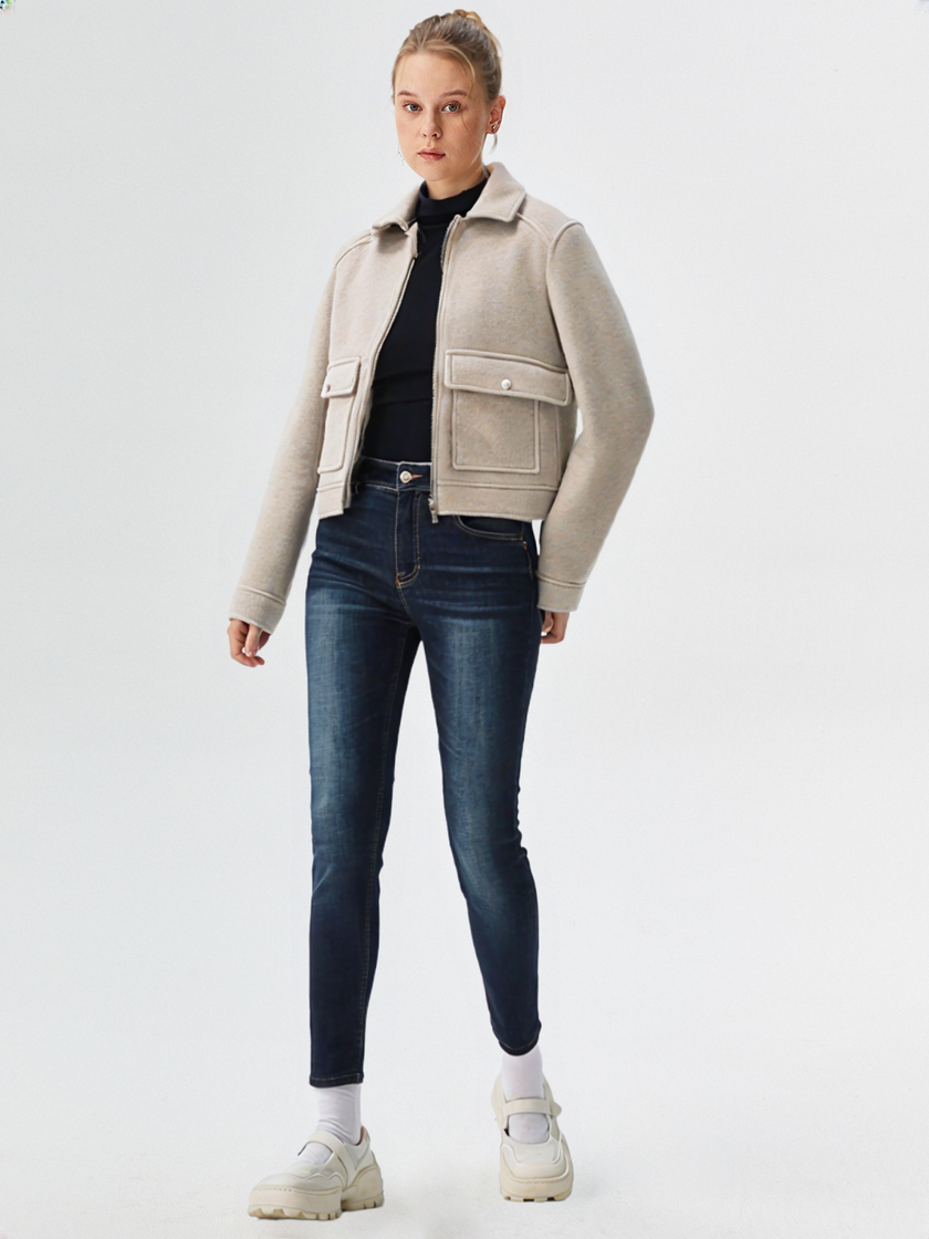 New Women Zipper Jacket Coat Long Sleeve Outerwear