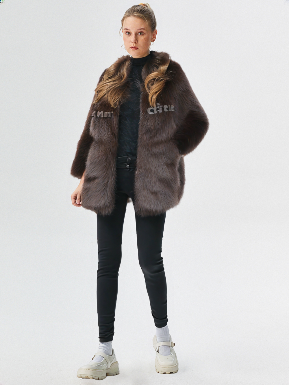 New Women Winter Hot Brown Belted Faux Fur Coat