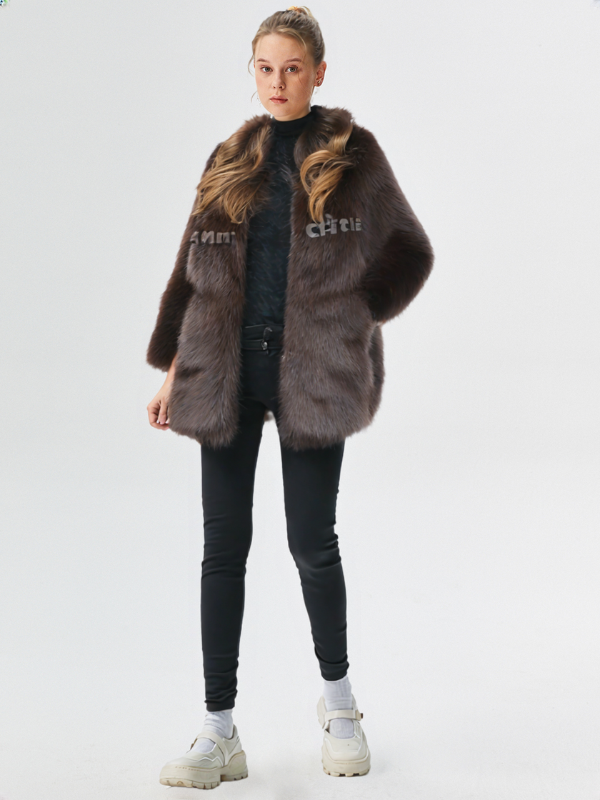New Women Winter Hot Brown Belted Faux Fur Coat