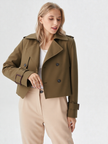 New Woman Ladies Vintage Cropped Trench Jacket