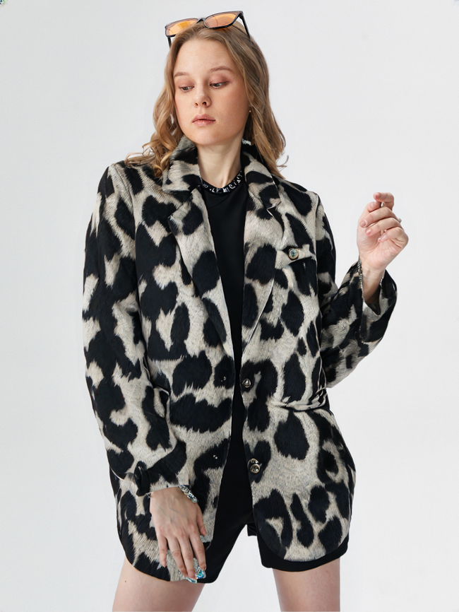 New Leopard Print Coat Women Fashion Blazer