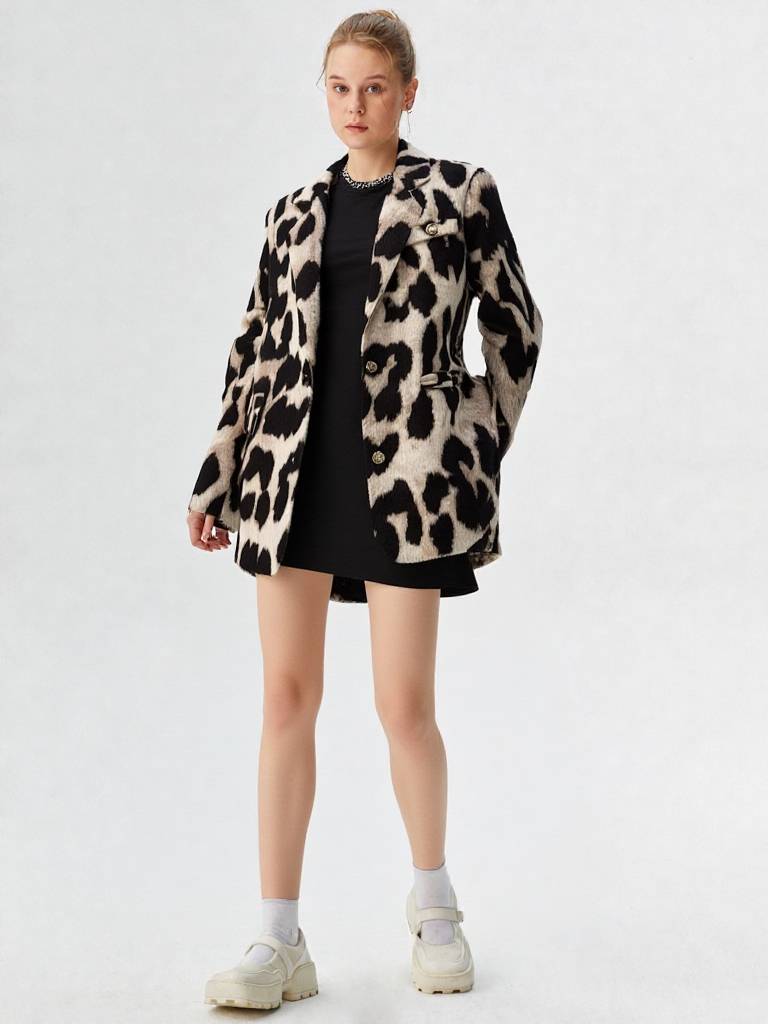 New Leopard Print Coat Women Fashion Blazer
