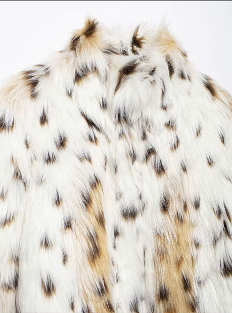 New Women Fashion Print Fur Coat Warm Jacket Wear