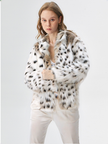 New Women Fashion Print Fur Coat Warm Jacket Wear