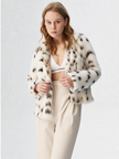 New Women Fashion Print Fur Coat Warm Jacket Wear
