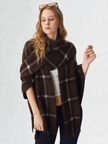 New Women Plaid Knit Scarf Cardigan Coat Jacket Blazer