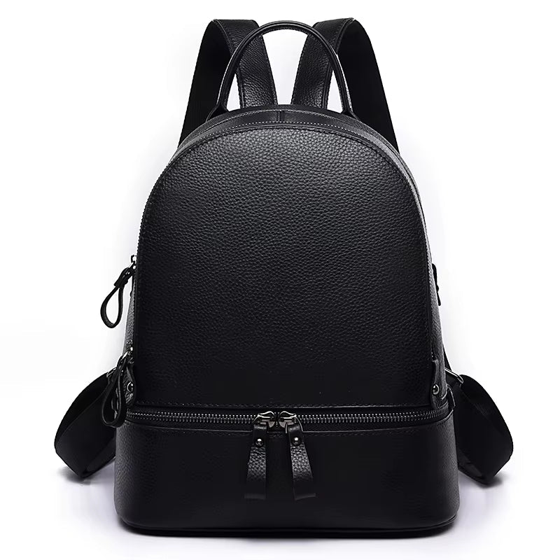 Fusion Rivet Women Backpack Brand Genuine Leather Large Capacity School Laptop Bag