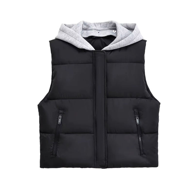 New Casual Women Hooded Cotton Vest Outerwear