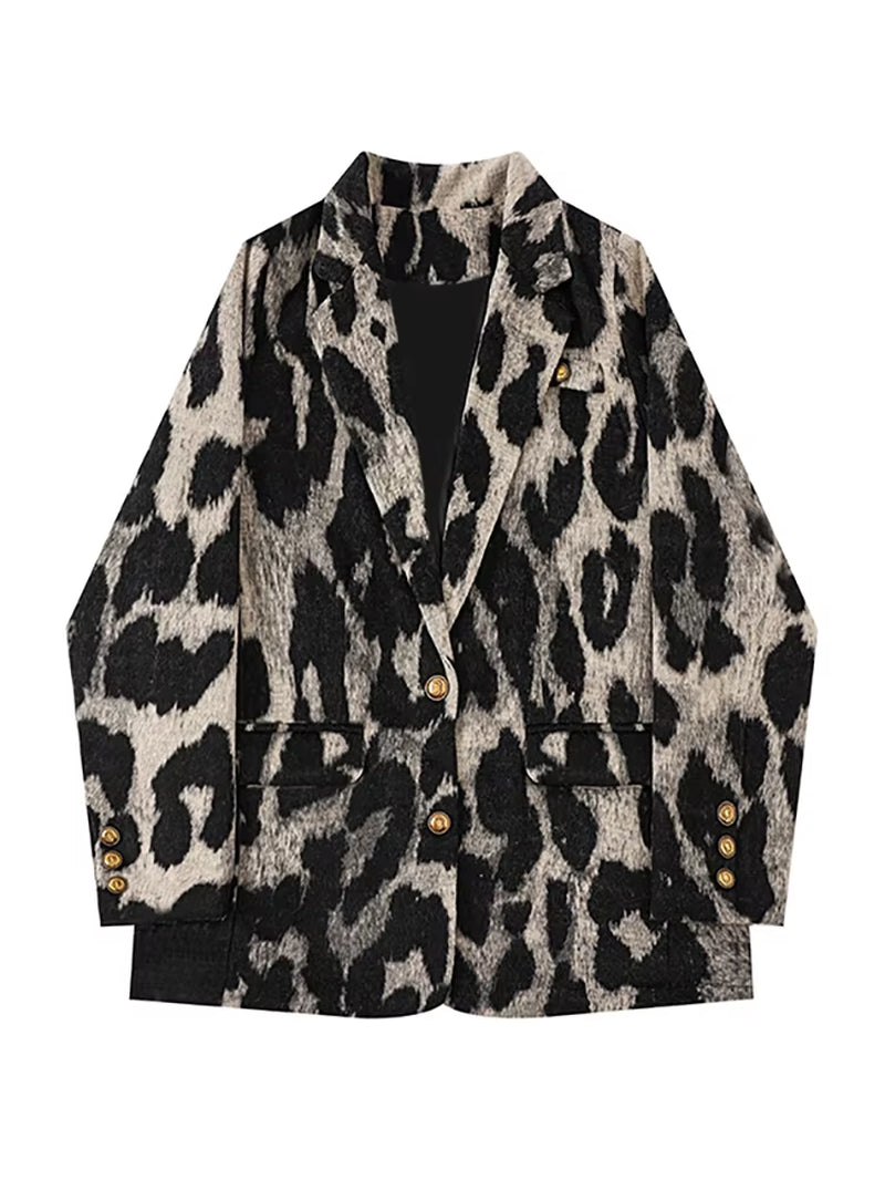 New Leopard Print Coat Women Fashion Blazer