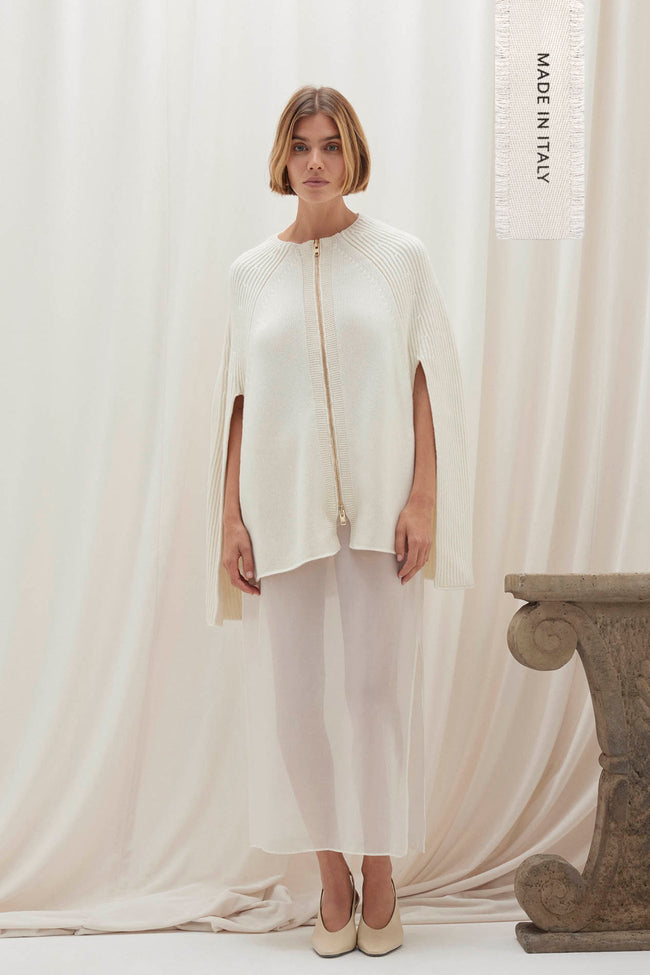 ALLEGRA ZIP-UP CASHMERE CAPE