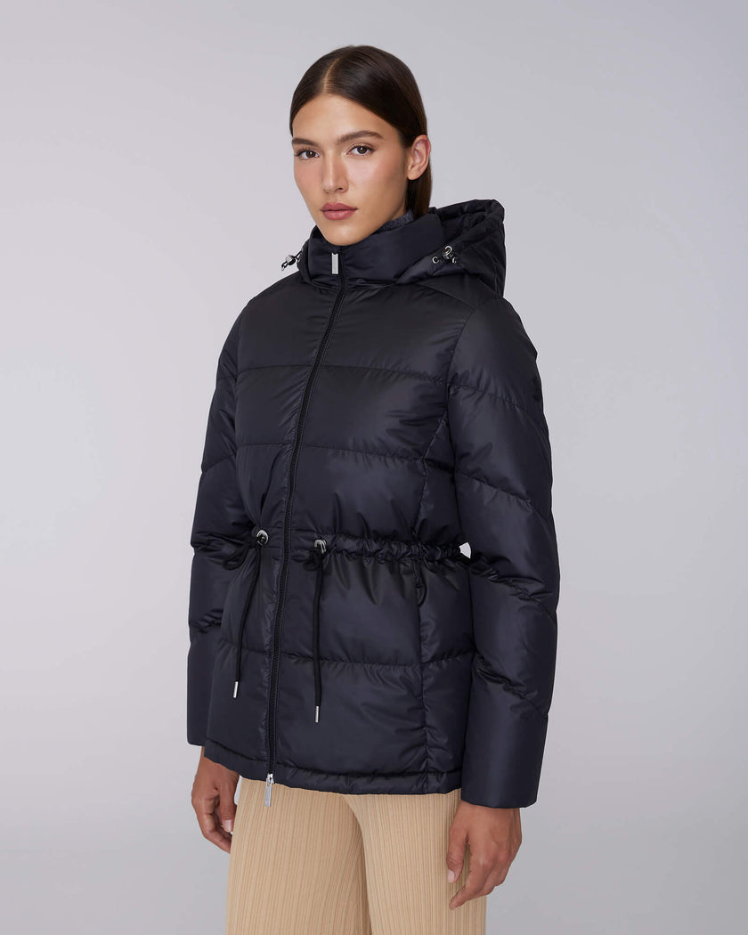 ISABELA | Lightweight Hooded Waisted Down Jacket