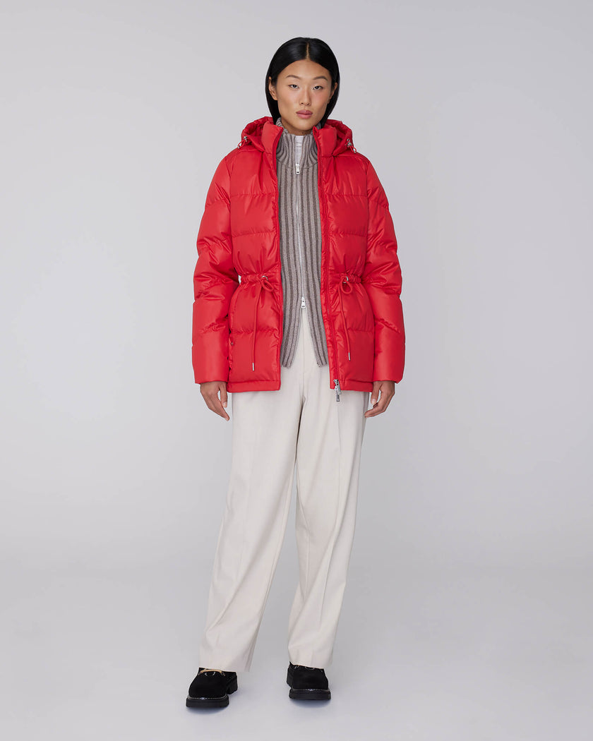 ISABELA | Lightweight Hooded Waisted Down Jacket