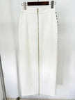 New Fusion Suit Set Womens Pearls Beaded Tops Long Skirt Set 2Pcs