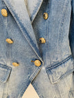 New Designed Women High Street Double Breasted Denim Blazer Wear