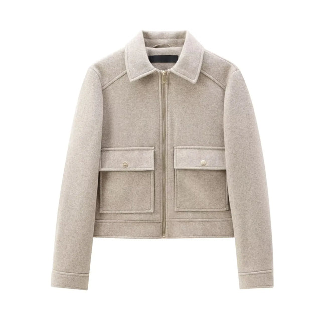 New Women Zipper Jacket Coat Long Sleeve Outerwear