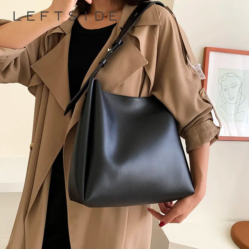 New Fashion Leather Tote Bag Female Simple Large High Capacity Shoulder Side Bag Handbags and Purse