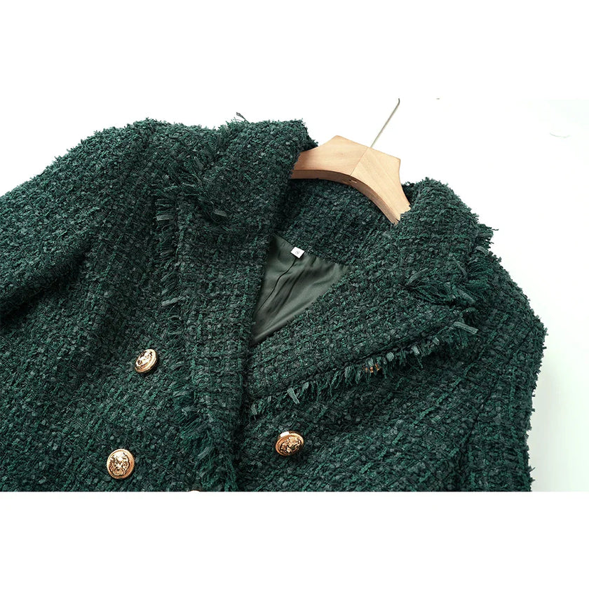 New Winter Thick Fabric Woolen Luxury Design Women Slim Blazers High Quality