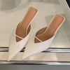 Newe Spring Elegant Pointed Toe Slippers Women Thin Low Heels Mule Shoes Fashion