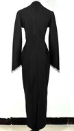 New Arrival Black and Slim Beaded Long Sleeve Bandage Dress Long Dress Maxi Dresses for Women