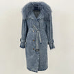New Women Denim Winter Casual Fur Longcoat
