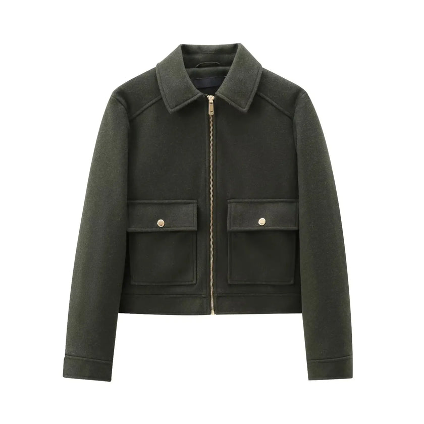 New Women Zipper Jacket Coat Long Sleeve Outerwear