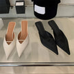 Newe Spring Elegant Pointed Toe Slippers Women Thin Low Heels Mule Shoes Fashion