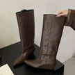 Autumn Winter Soft Leather Cosy Pointed Toe Knee-High Boots Woman Wedges Heels Ladies Shoes Botas Largas De Mujer