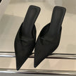 Newe Spring Elegant Pointed Toe Slippers Women Thin Low Heels Mule Shoes Fashion