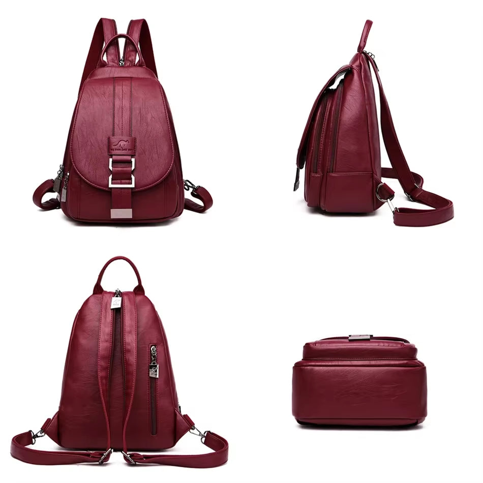 Modern Women Anti Theft Backpack Quality Leather School Shoulder Multifunction Backpack