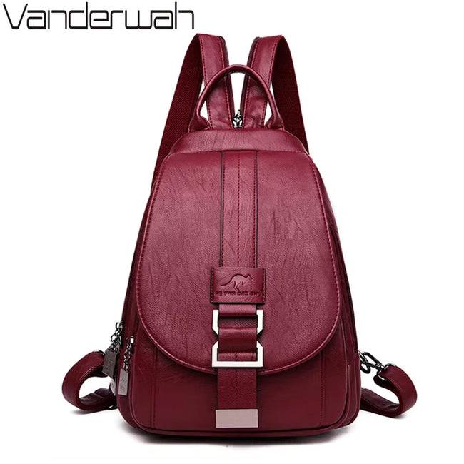 Modern Women Anti Theft Backpack Quality Leather School Shoulder Multifunction Backpack