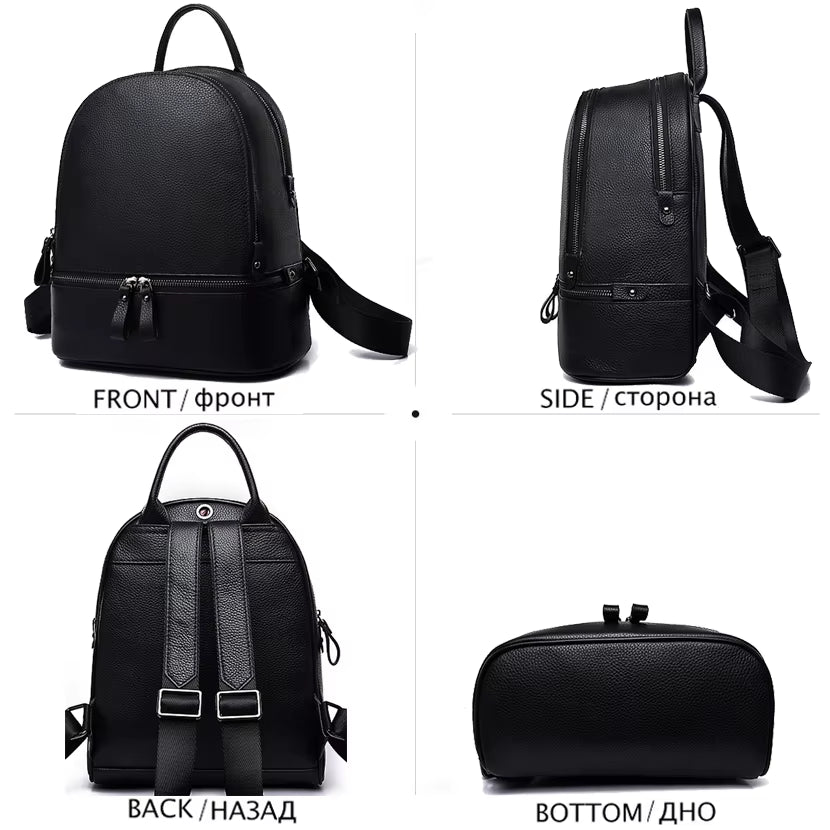 Fusion Rivet Women Backpack Brand Genuine Leather Large Capacity School Laptop Bag