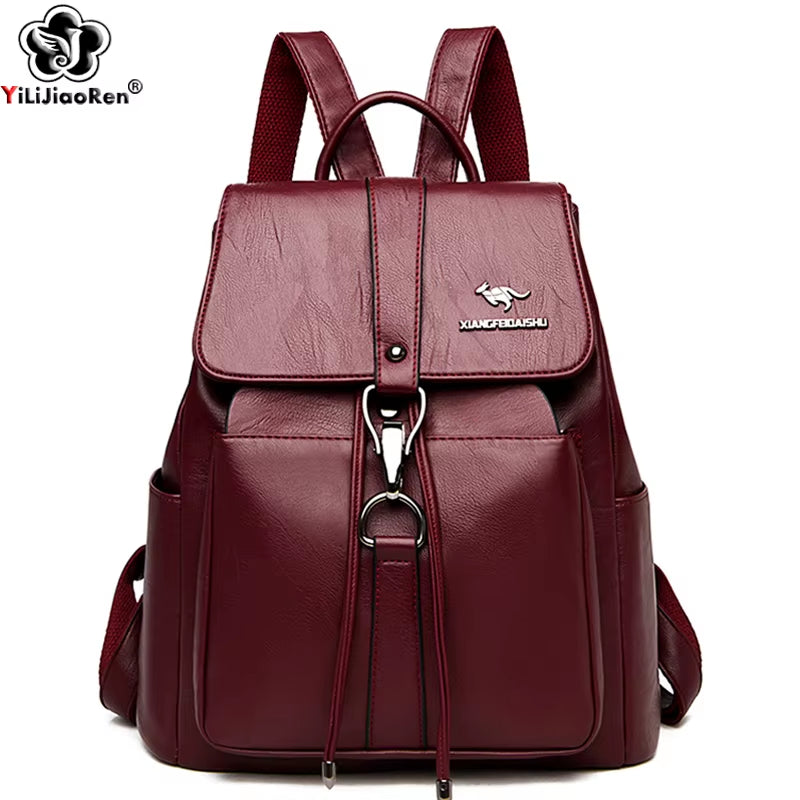 Anti Theft Backpack Women Shoulder  Leather Backpacks Women Large Capacity Bag