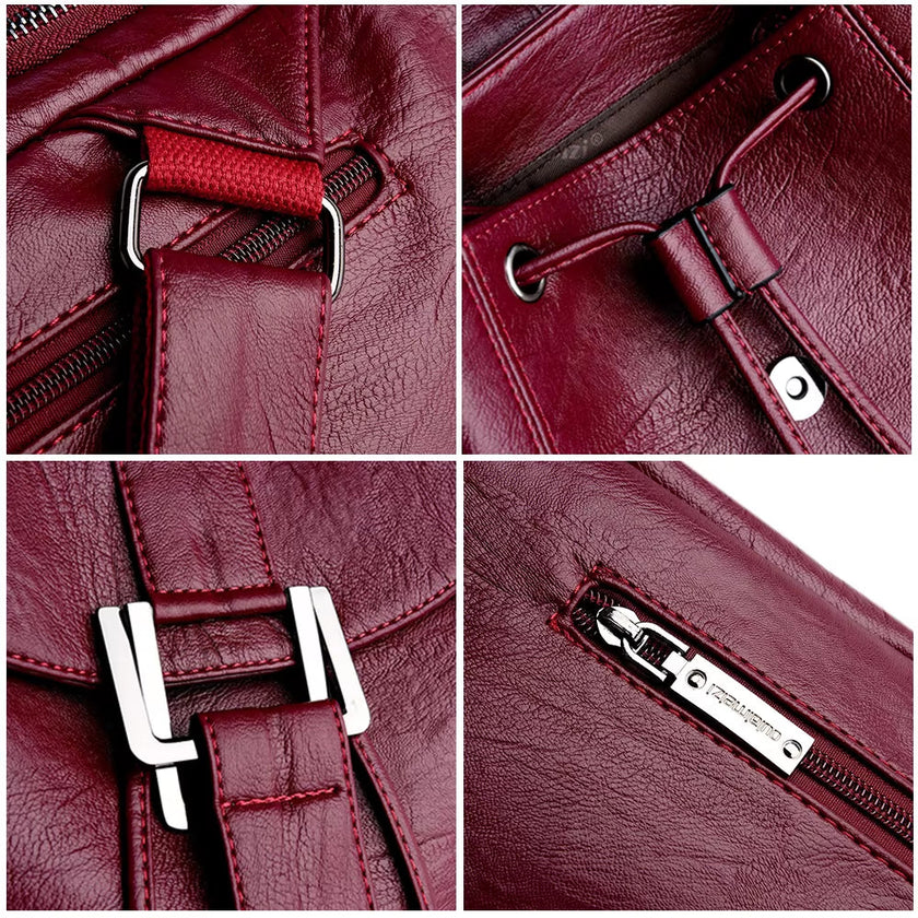 Premium Leather Backpack Woman New Arrival Large Capacity School Travel Bag